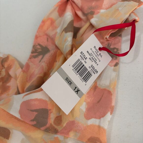 Ruby Rd Blouse Women's 1X Round Neck Beaded Colorful Artsy Floral Top NWT - Picture 9 of 10